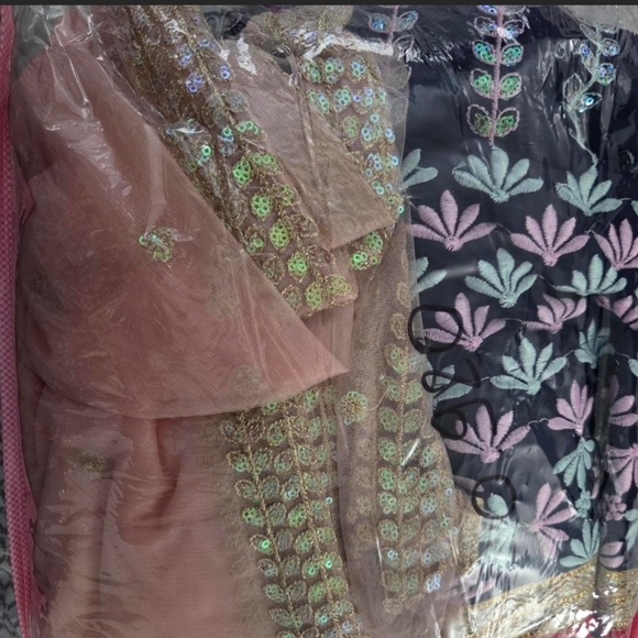 Blue Floral Lehenga Choli Set - Picture 3 of 4